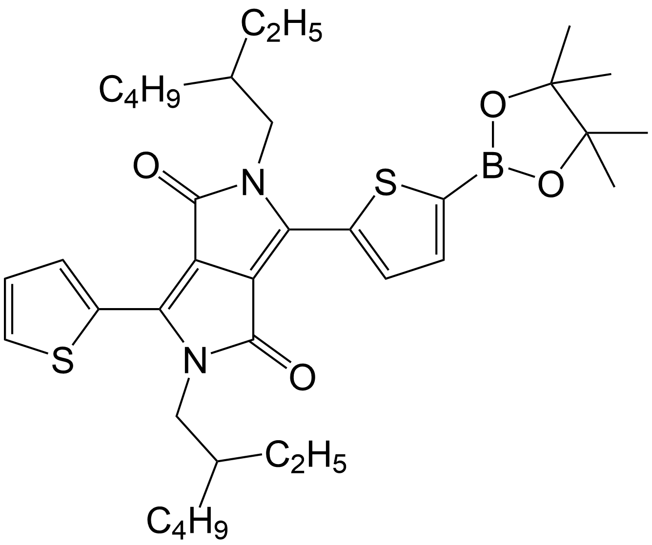 2,5-bis(2-ethylhexyl)-3-(5-(4,4, 5,5-tetramethyl-1,3,2-dioxaborolan-2-yl)thiophen-2-yl)-6-(thiophen-2-yl)pyrrolo[3,4-c]pyrrole- 1,4(H,5H)-dione